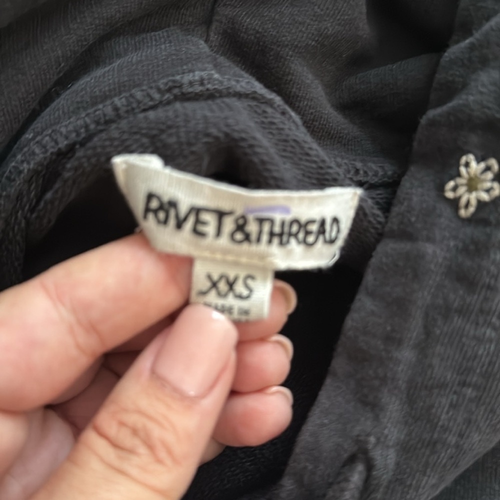 Madewell Rivet & Thread hoodie sweatshirt XXSmall floral dark feminine boho chic - Picture 10 of 11